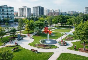un parc dans une ville